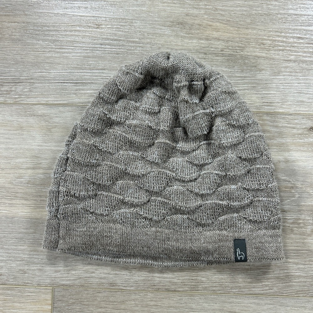 Shupaca Unisex Beanie OS Baby Alpaca Beige Knit Slouchy Warm Winter Hat